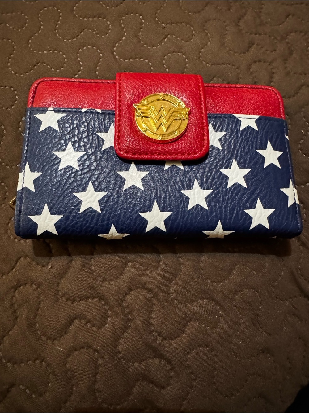 Wonder Woman Star-Print Trifold Wallet - Red & Navy